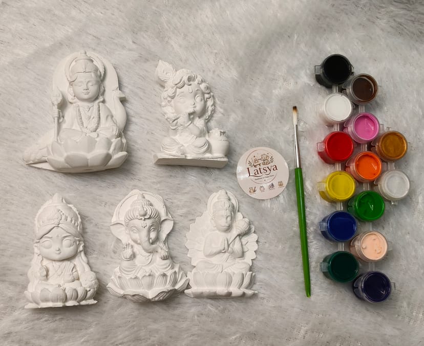 DIY God Idol Painting Kit – 5 Piece Set | 14 Colours + 1 Brush