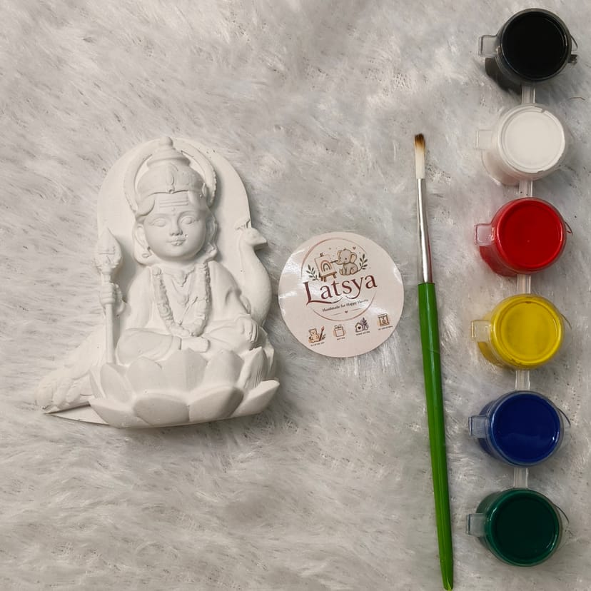 Lord Murugan DIY Painting Kit | Gypsum Idol + 6 Colours